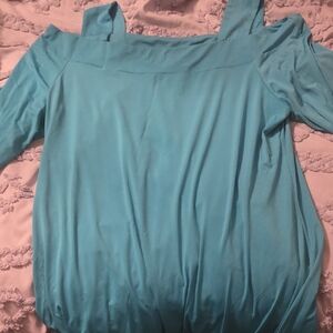 Midnight Velvet Sky Blue Off-Shoulder Top